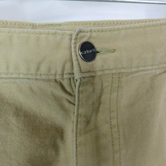 Carhartt Cargo Shorts Mens 36x10 Relaxed Fit Dark Khaki Canvas Pockets - Picture 8 of 10